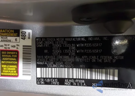 2022 Toyota Sienna Xle из США, поврежденный, VIN 5TDJRKEC9NS135975